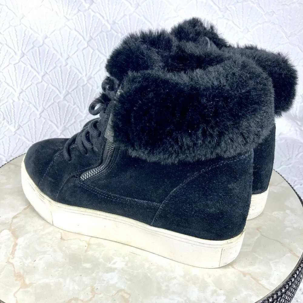J/SLIDES Black Ankle Booties with Fur Detail - Picture 6 of 11